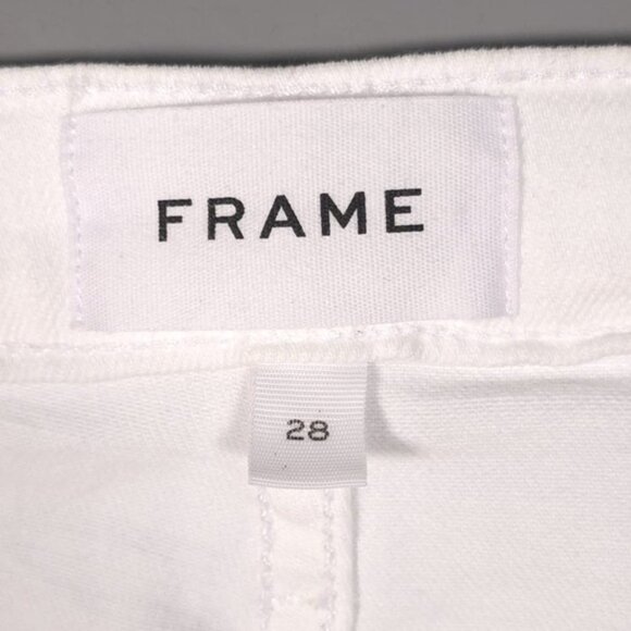 NWT Frame Women’s Le Beau High Rise Boyfriend Distressed Jeans White Size‎ 28 - Picture 5 of 16
